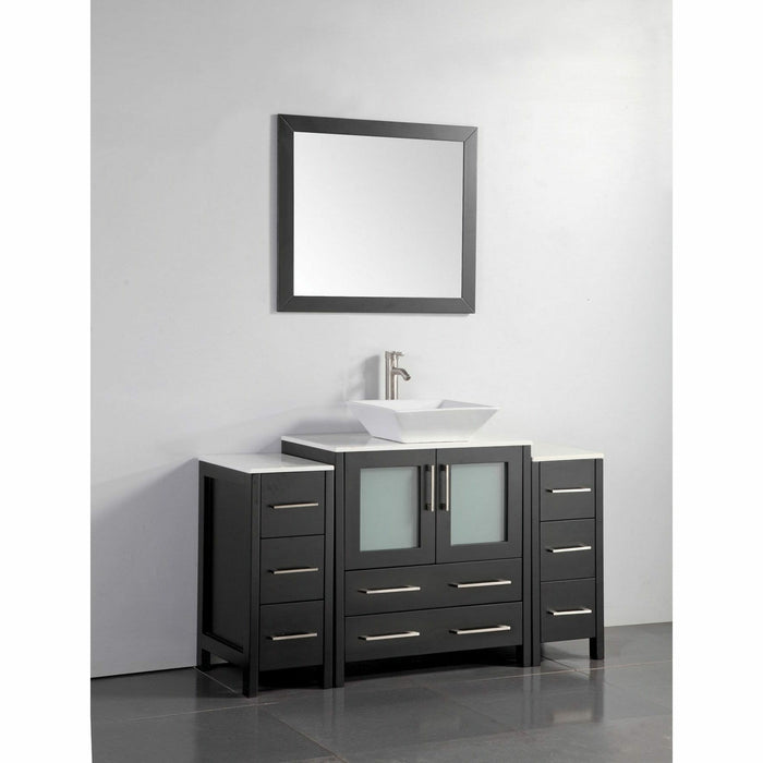 ﻿Vanity Art 54 Inch Vanity Cabinet With  Ceramic Sinks & Mirrors VA3130-54