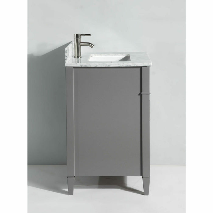 Vanity Art 30 Inch Single Sink Cabinet With White Carrara Marble Vanity Top With Sink & Mirror VA2030