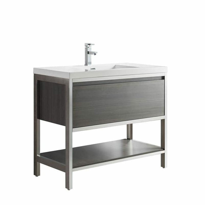 Moreno Bath Lake 42 Inch Freestanding Modern Vanity With Chrome Stainless Steel Frame Lake42FSGB