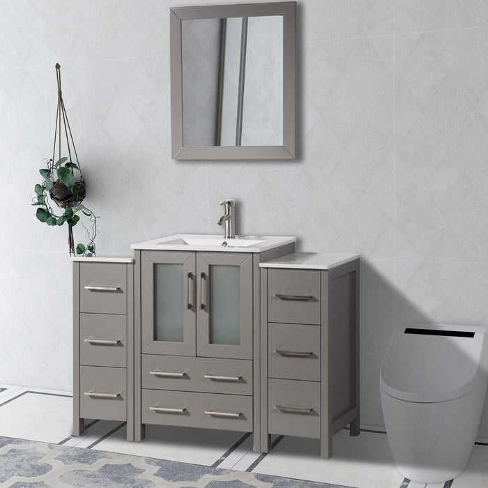 Vanity Art 48 Inch Vanity Cabinet With Ceramic Sink & Mirror VA3024-48