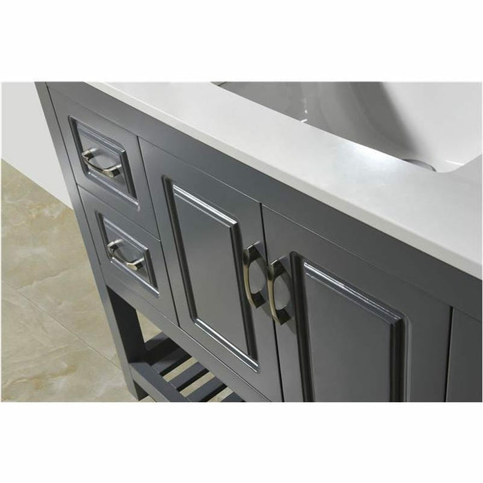 Moreno Bath Louis 70 Series 48 Inch Vanity With White Quartz Top And Ceramic Sink In Matte Gray 7048-MG