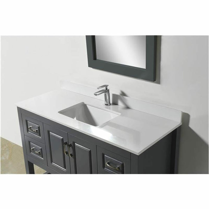 Moreno Bath Louis 70 Series 48 Inch Vanity With White Quartz Top And Ceramic Sink In Matte Gray 7048-MG