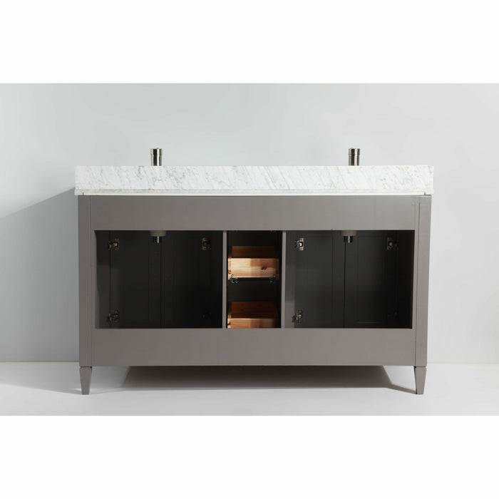 Vanity Art 72 Inch Double Sink Cabinet With White Carrara Marble Vanity Top With Sink & Mirrors VA2072D