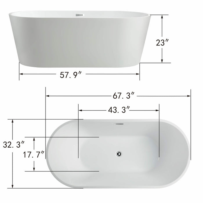 Vanity Art Freestanding Acrylic Soaking Bathtub VA6815