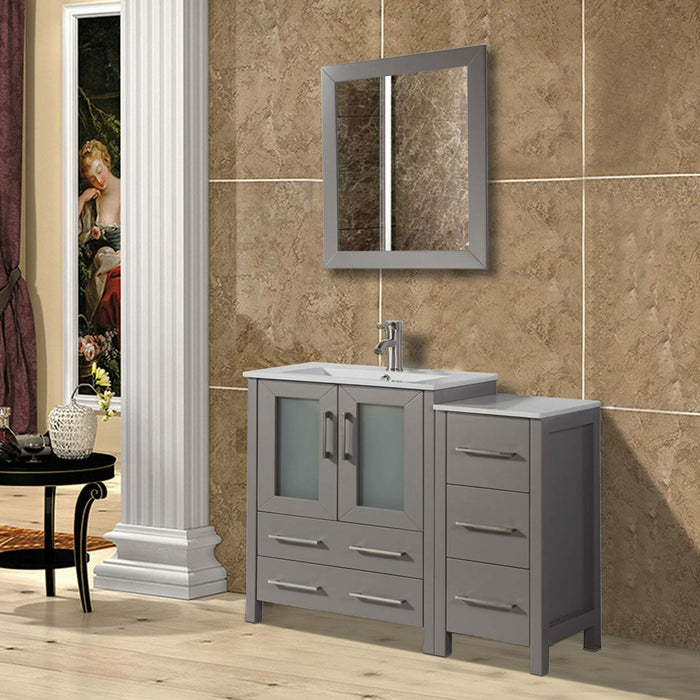 Vanity Art 36 Inch Vanity Cabinet With Ceramic Sink & Mirror - VA3024-36