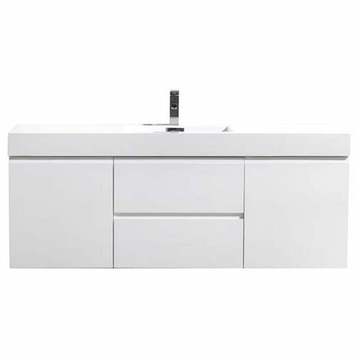 Moreno Bath Fortune 60 Inch Wall Mounted Bath Vanity With Single Reinforced Acrylic Sink MOF60S