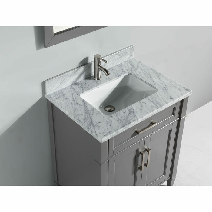 Vanity Art 30 Inch Single Sink Cabinet With White Carrara Marble Vanity Top With Sink & Mirror VA2030