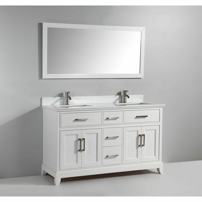 Vanity Art 60 Inch Single Sink Cabinet With Super White Phoenix Stone Vanity Top With Sink & Mirror VA1060D