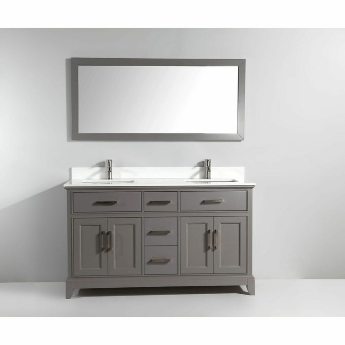 Vanity Art 60 Inch Double Sink Cabinet With Super White Phoenix Stone Vanity Top With Sink & Mirror VA1060D