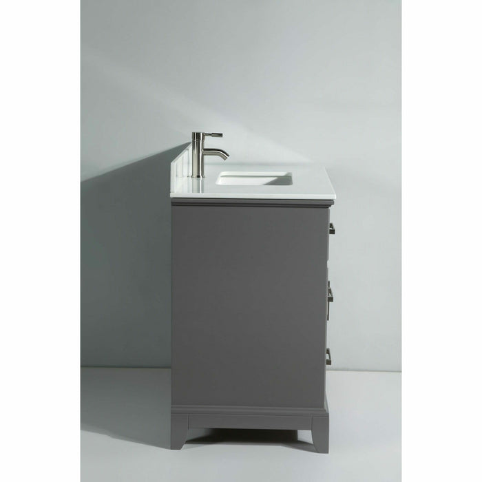 Vanity Art 36 Inch Single Sink Cabinet With Super White Phoenix Stone Vanity Top With Sink & Mirror VA1036