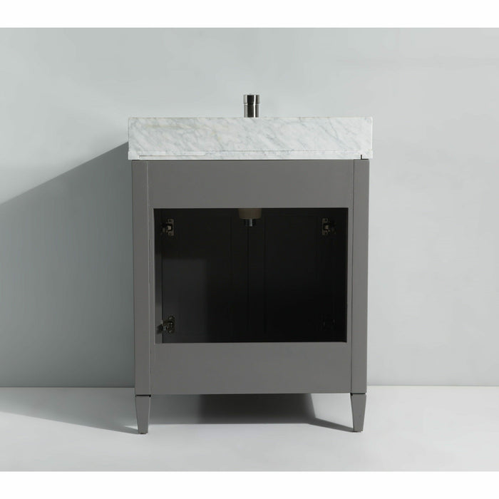 Vanity Art 30 Inch Single Sink Cabinet With White Carrara Marble Vanity Top With Sink & Mirror VA2030