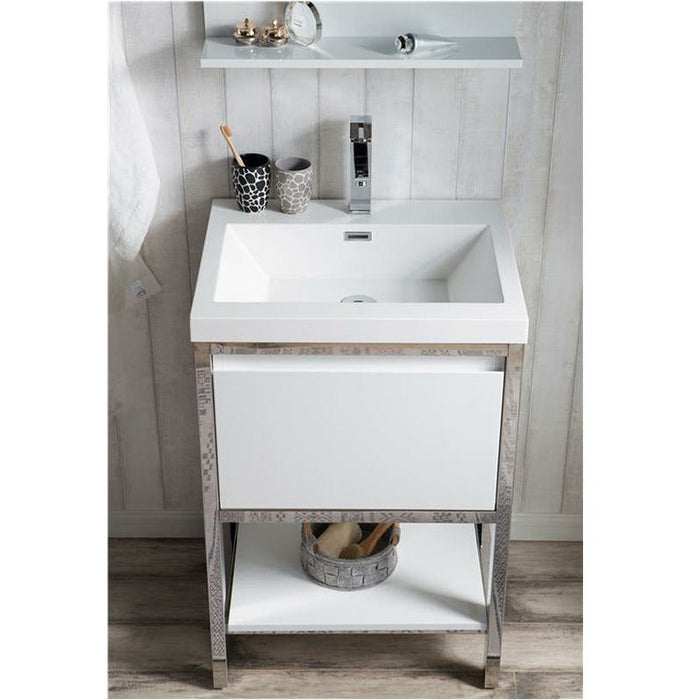 Moreno Bath Lake 24 Inch Freestanding Modern Vanity With Chrome Stainless Steel Frame Lake24FSGB