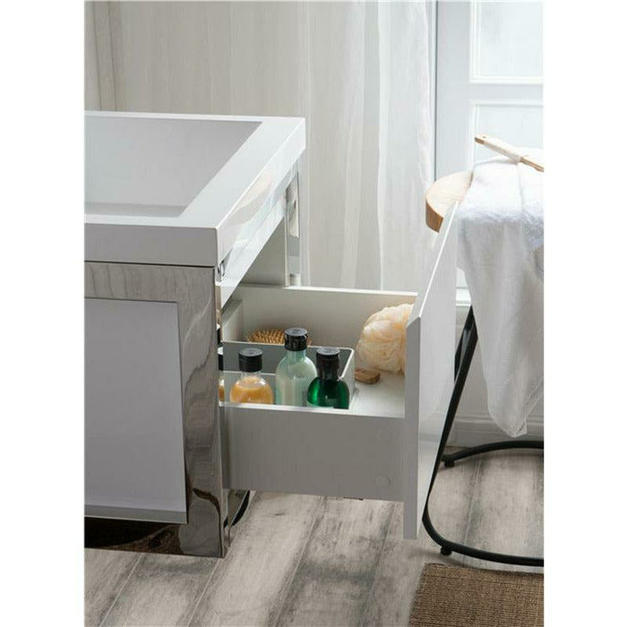 Moreno Bath Lake 24 Inch Wall Mounted Modern Vanity With Chrome Stainless Steel Frame Lake24WHGB