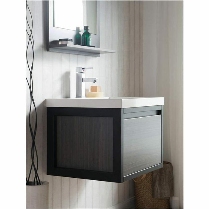 Moreno Bath Lake 24 Inch Wall Mounted Modern Vanity With Matte Black Stainless Steel Frame Lake24WHMB