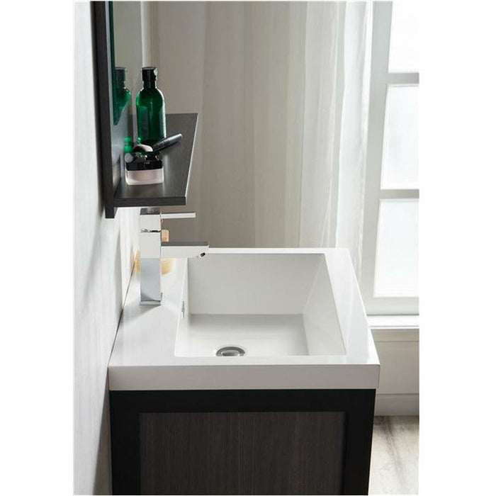 Moreno Bath Lake 24 Inch Wall Mounted Modern Vanity With Matte Black Stainless Steel Frame Lake24WHMB