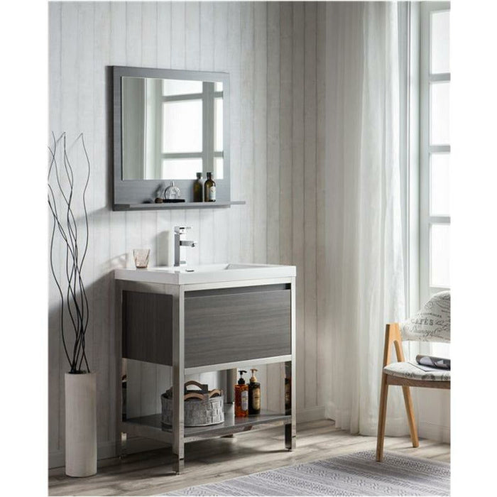 Moreno Bath Lake 30 Inch Freestanding Modern Vanity With Chrome Stainless Steel Frame Lake30FSGB