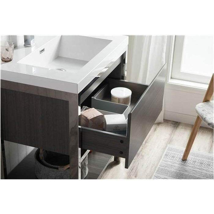 Moreno Bath Lake 30 Inch Freestanding Modern Vanity With Chrome Stainless Steel Frame Lake30FSGB