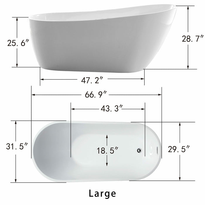 Vanity Art Freestanding Acrylic Soaking Bathtub VA6522