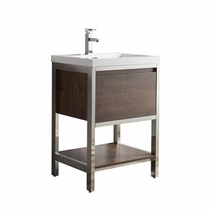 Moreno Bath Lake 24 Inch Freestanding Modern Vanity With Chrome Stainless Steel Frame Lake24FSGB