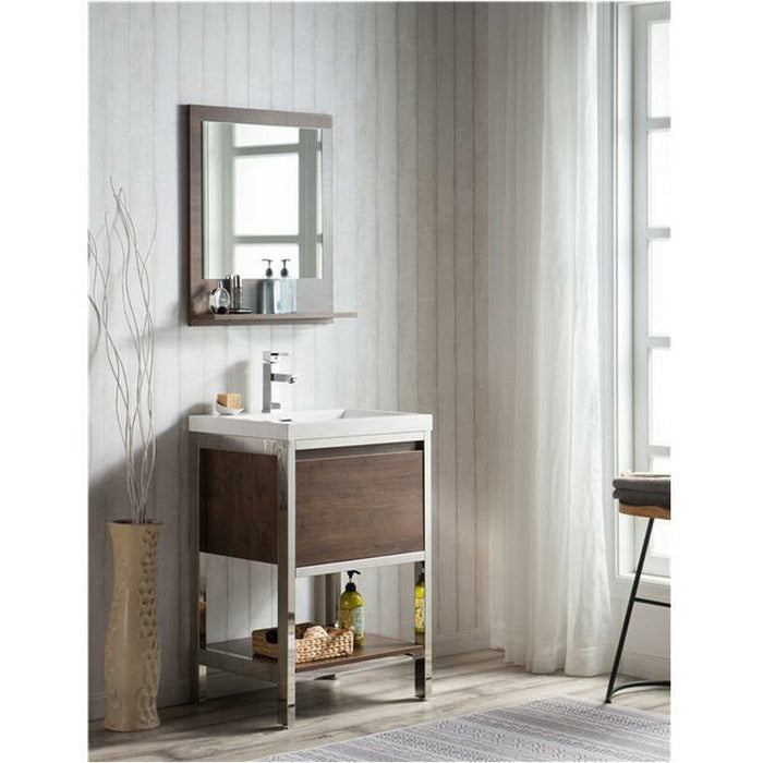 Moreno Bath Lake 24 Inch Freestanding Modern Vanity With Chrome Stainless Steel Frame Lake24FSGB