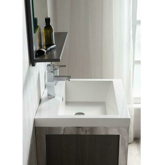 Moreno Bath Lake 24 Inch Wall Mounted Modern Vanity With Chrome Stainless Steel Frame Lake24WHGB