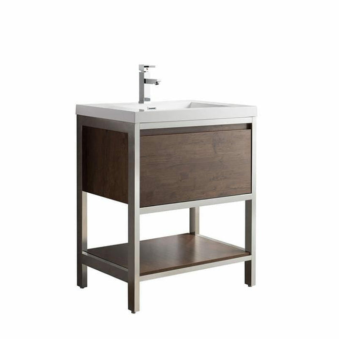 Moreno Bath Lake 30 Inch Freestanding Modern Vanity With Chrome Stainless Steel Frame Lake30FSGB