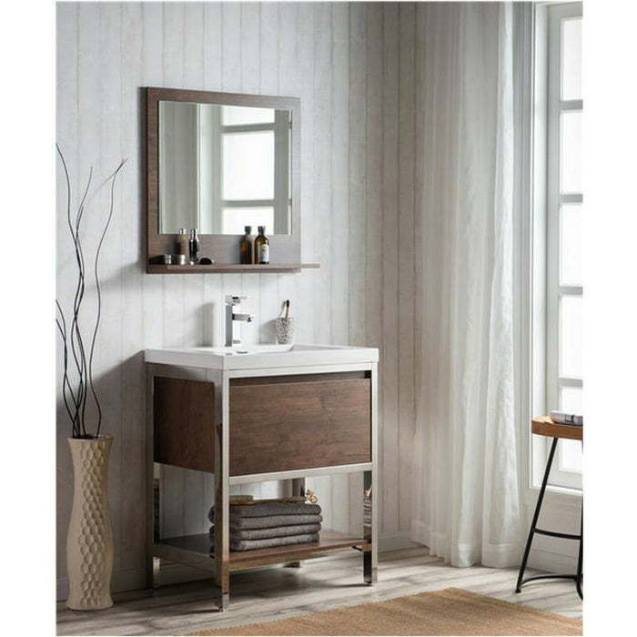 Moreno Bath Lake 30 Inch Freestanding Modern Vanity With Chrome Stainless Steel Frame Lake30FSGB