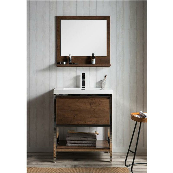 Moreno Bath Lake 30 Inch Freestanding Modern Vanity With Chrome Stainless Steel Frame Lake30FSGB