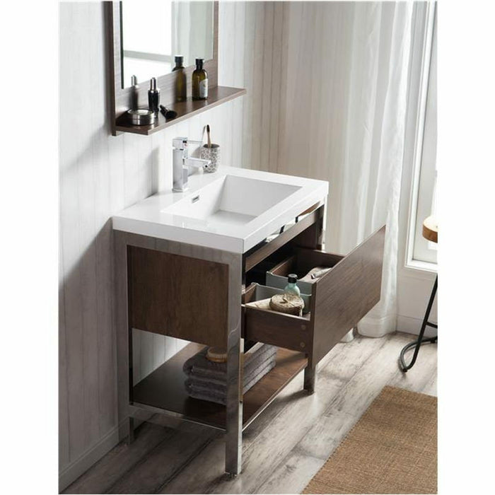 Moreno Bath Lake 30 Inch Freestanding Modern Vanity With Chrome Stainless Steel Frame Lake30FSGB