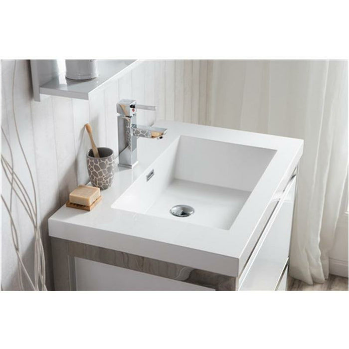 Moreno Bath Lake 30 Inch Freestanding Modern Vanity With Chrome Stainless Steel Frame Lake30FSGB