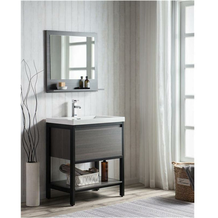 Moreno Bath Lake 30 Inch Freestanding Modern Vanity With Matte Black Stainless Steel Frame Lake30FSMB