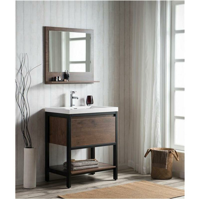 Moreno Bath Lake 30 Inch Freestanding Modern Vanity With Matte Black Stainless Steel Frame Lake30FSMB