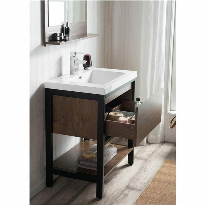 Moreno Bath Lake 30 Inch Freestanding Modern Vanity With Matte Black Stainless Steel Frame Lake30FSMB