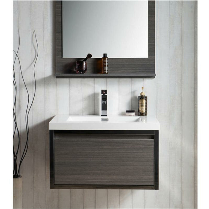 Moreno Bath Lake 30 Inch Wall Mounted Modern Vanity With Chrome Stainless Steel Frame Lake30WHGB