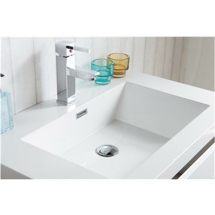 Moreno Bath Lake 30 Inch Wall Mounted Modern Vanity With Chrome Stainless Steel Frame Lake30WHGB