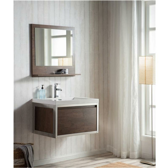 Moreno Bath Lake 30 Inch Wall Mounted Modern Vanity With Chrome Stainless Steel Frame Lake30WHGB