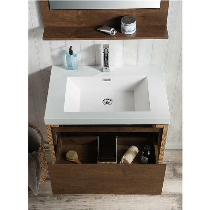 Moreno Bath Lake 30 Inch Wall Mounted Modern Vanity With Chrome Stainless Steel Frame Lake30WHGB