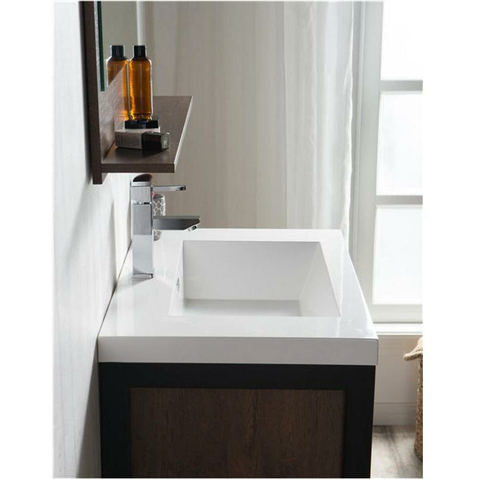 Moreno Bath Lake 30 Inch Wall Mounted Modern Vanity With Matte Black Stainless Steel Frame Lake30WHMB