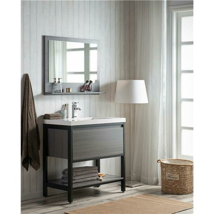 Moreno Bath Lake 36 Inch Freestanding Modern Vanity With Matte Black Stainless Steel Frame In Gray Oak Lake36FSMB-GO