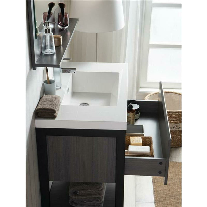 Moreno Bath Lake 36 Inch Freestanding Modern Vanity With Matte Black Stainless Steel Frame In Gray Oak Lake36FSMB-GO