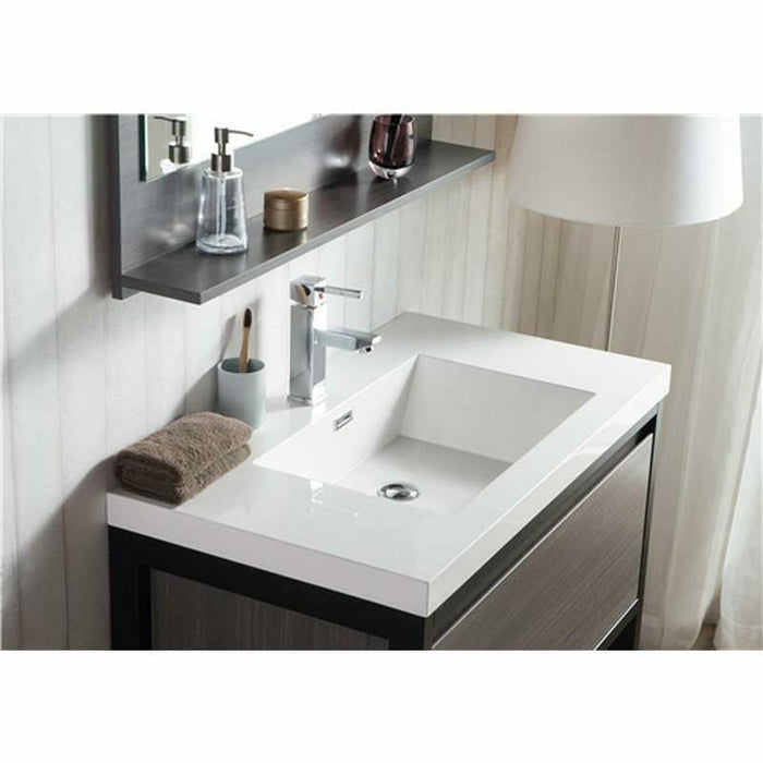 Moreno Bath Lake 36 Inch Freestanding Modern Vanity With Matte Black Stainless Steel Frame In Gray Oak Lake36FSMB-GO