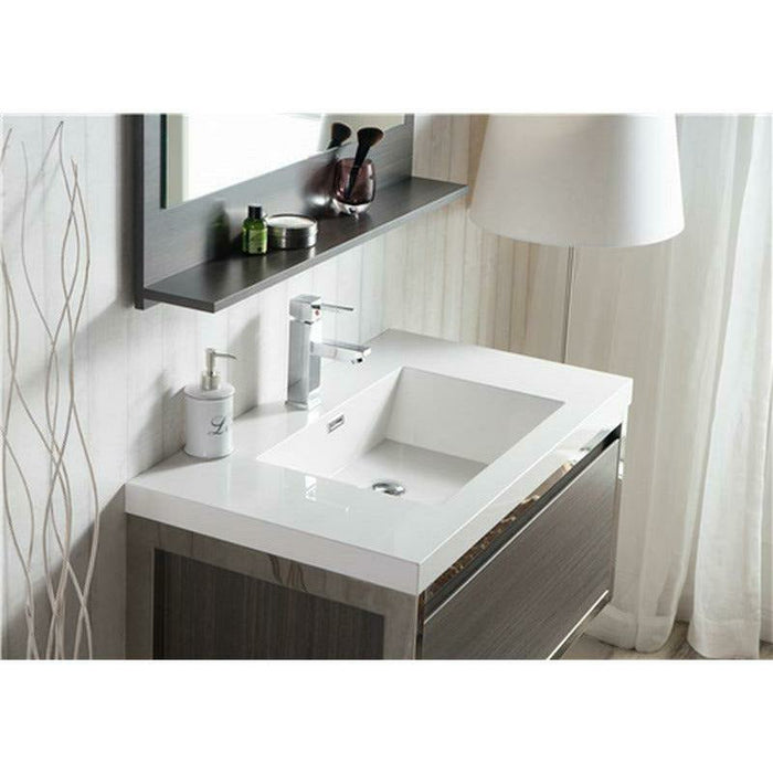 Moreno Bath Lake 36 Inch Wall Mounted Modern Vanity With Chrome Stainless Steel Frame Lake36WHGB