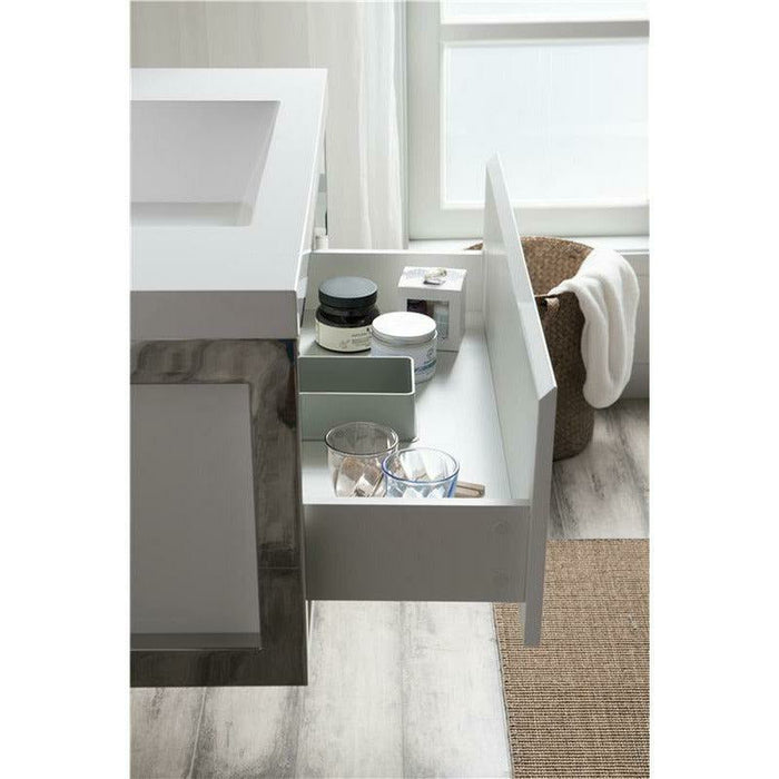 Moreno Bath Lake 36 Inch Wall Mounted Modern Vanity With Chrome Stainless Steel Frame Lake36WHGB