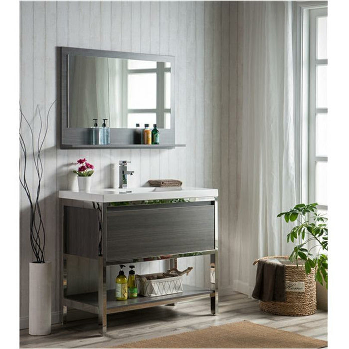 Moreno Bath Lake 42 Inch Freestanding Modern Vanity With Chrome Stainless Steel Frame Lake42FSGB