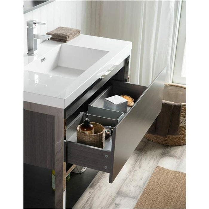 Moreno Bath Lake 42 Inch Freestanding Modern Vanity With Chrome Stainless Steel Frame Lake42FSGB