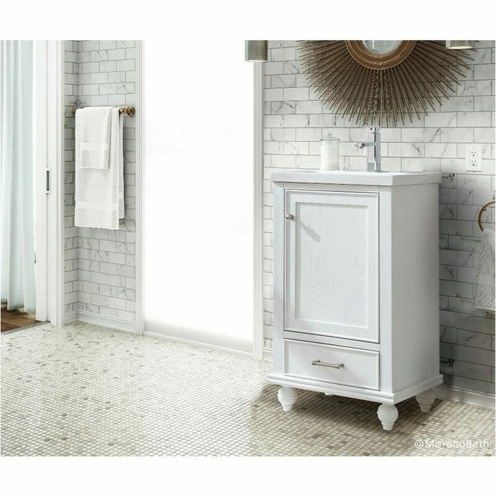 Moreno Bath Melissa 20 Inch Solid Wood Single Vanity In White With Ceramic Top MLS20