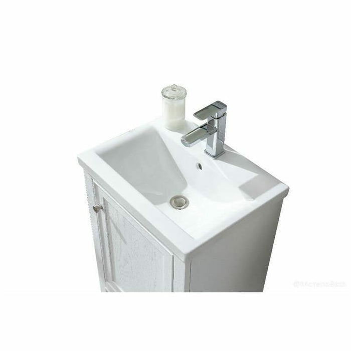 Moreno Bath Melissa 20 Inch Solid Wood Single Vanity In White With Ceramic Top MLS20