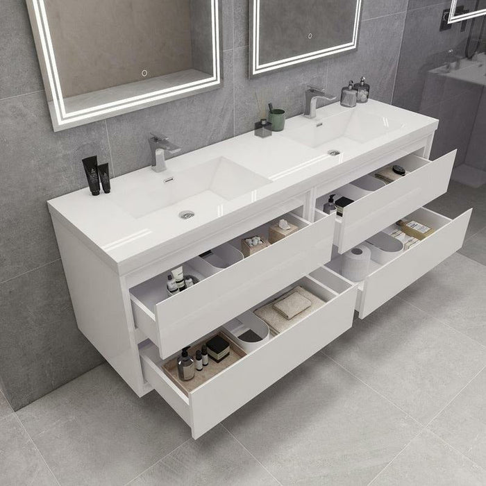 Moreno Bath Sage 72 Inch Double Sink Wall Mounted Modern Vanity MOM872DD