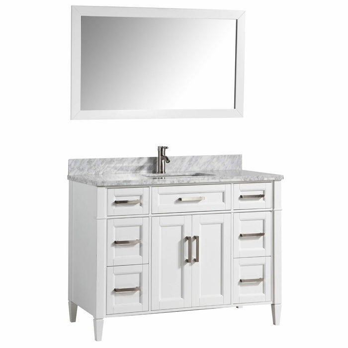 Vanity Art 60 Inch Single Sink Cabinet With White Carrara Marble Vanity Top With Sink & Mirror VA2060