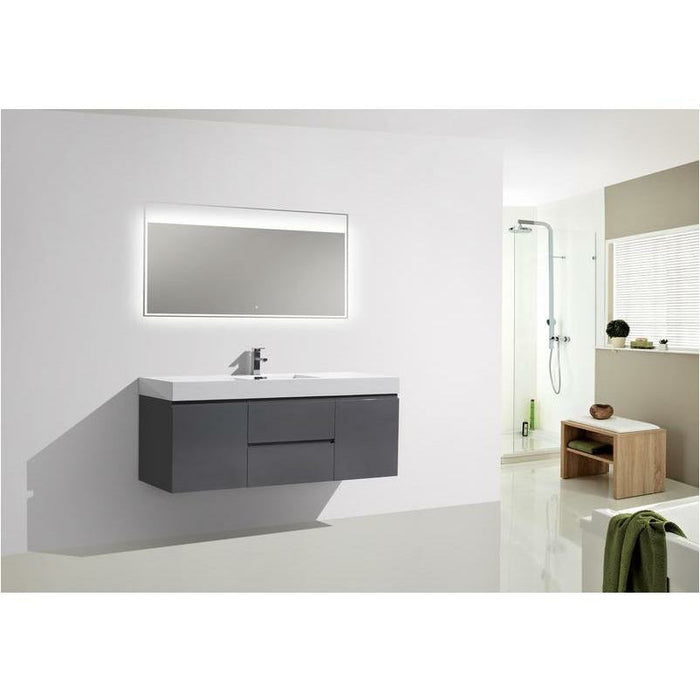 Moreno Bath Fortune 60 Inch Wall Mounted Bath Vanity With Single Reinforced Acrylic Sink MOF60S